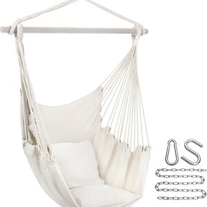White Hanging Hammock Chair with Accessories